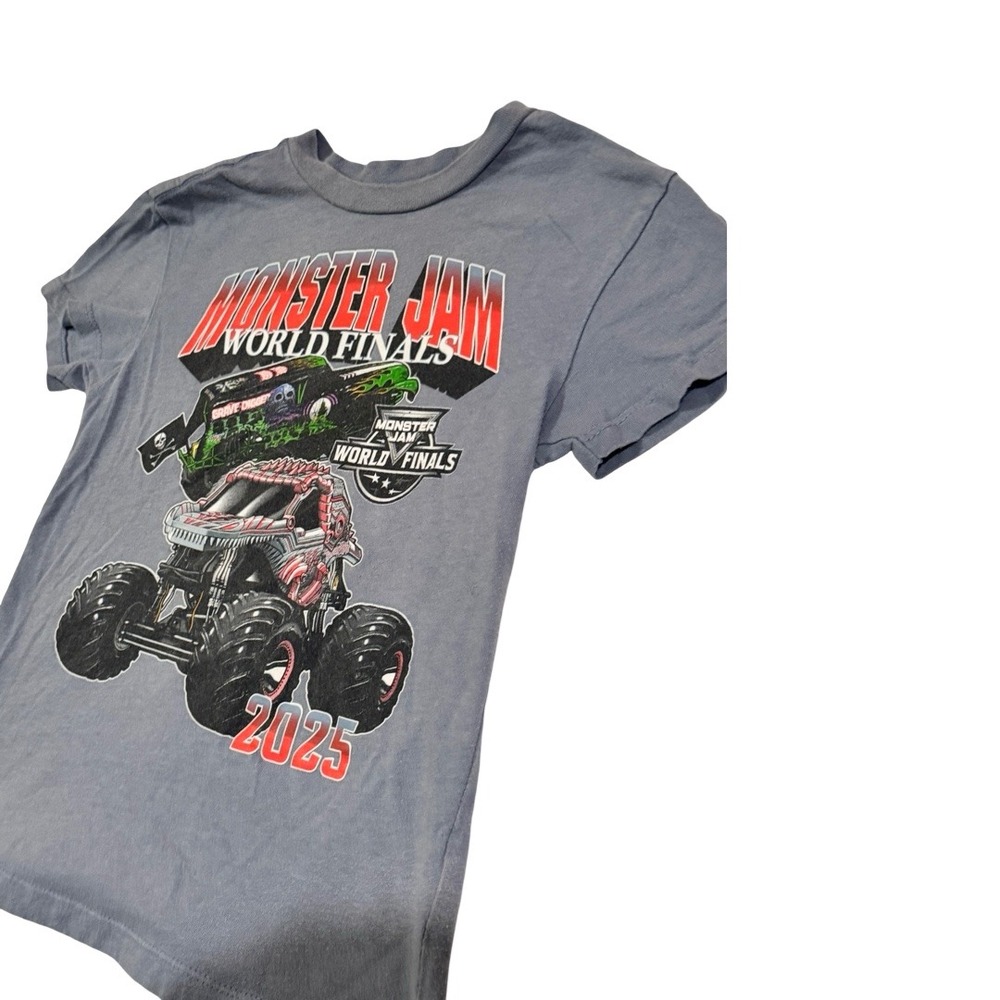 Monster Jam World Finals 2025 Kids Boys Shirt Grave Digger El Toro Loco Gray 6/7 - Picture 2 of 3